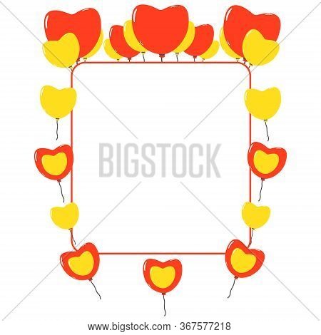 Colourful Frame With Balloons. Happy Birthday Event.