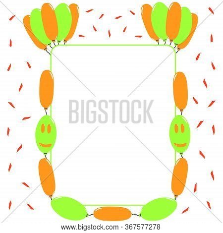 Colourful Frame With Balloons. Happy Birthday Event.