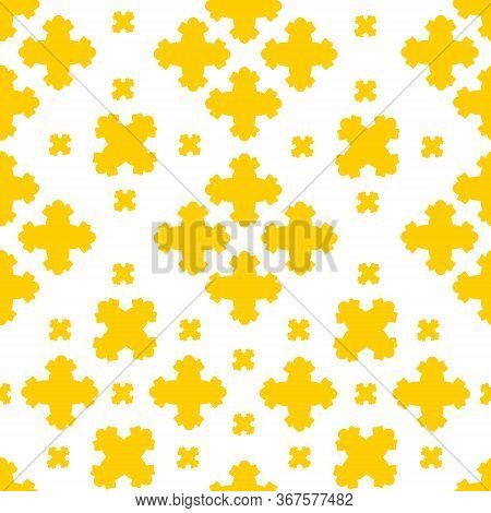 Pattern Yellow Crosses .print On White Background.