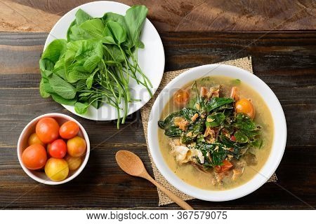 Northern Thai Food (kang Pak Seaw), Spicy Soup With Bauhinia Purpurea Leaf And Roasted Smoked Fish I