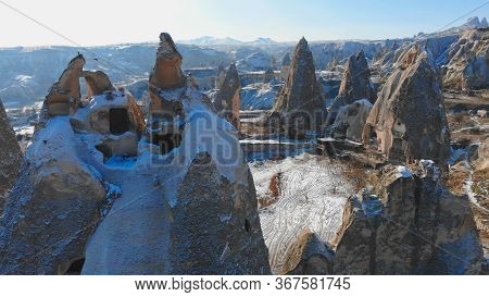 World Heritage, Cappadocia, Gereme, Turkey. Beautiful Mountains Of Volcanic Origin.
