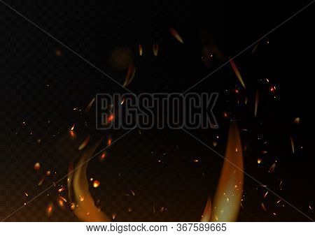 Vector Realistic Isolated Fire Effect For Decoration And Covering On The Transparent Background. Con
