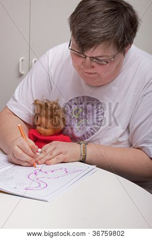 Opdrætte handicappet kvinde maleri