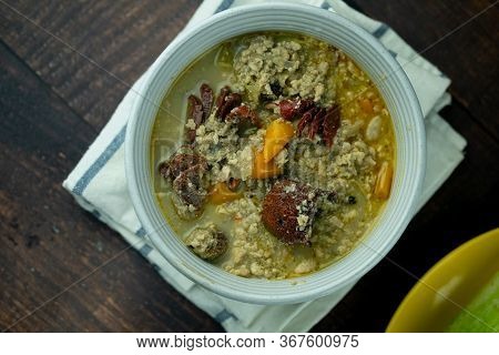 Soy Bean Paste With Mince Crab Or Pork With Coconut Milk In Bowl. Thai Called Tao Jiaw Lone