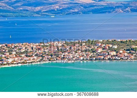Ciovo Island. Okrug Gornji Village In Trogir Riviera View From The Hill, Dalmatia Region Of Croatia