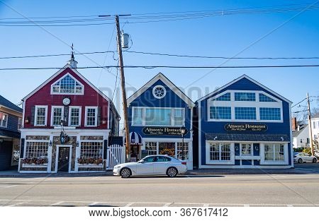 Kennebunkport Me - March 18, 2019: Nice View Of The Small Village Of Kennebunkport In South Of Maine