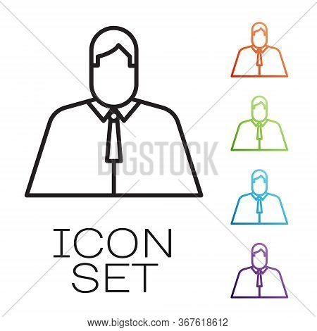 Black Line Lawyer, Attorney, Jurist Icon Isolated On White Background. Jurisprudence, Law Or Court I