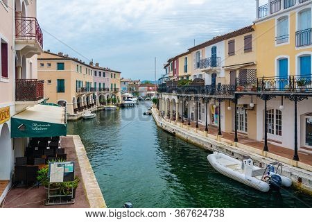 Port Grimaud, France - June 11, 2019 : Port Grimaud, The Venice Of Provence, Seaside Town Created By