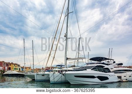 Port Grimaud, France - June 11, 2019 : Port Grimaud, The Venice Of Provence, Seaside Town Created By
