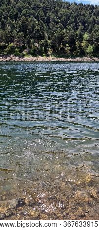 Engolasters Lake, Calm Water Moved By The Wind