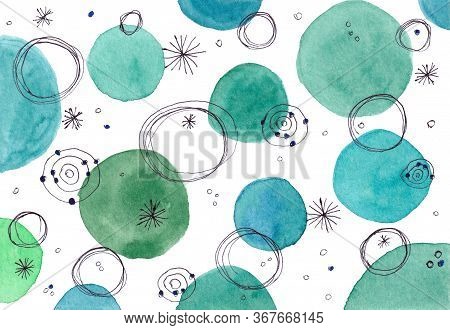 Abstract Hand Drawn Watercolor Background. Ellipse Watercolor Background.