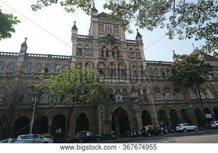 MUMBAI, INDIA - FEBRUARY 14, 2020: Colonial-era Elphinstone College in Mahatma Gandhi Road, Kala Ghoda, Fort, Mumbai, India