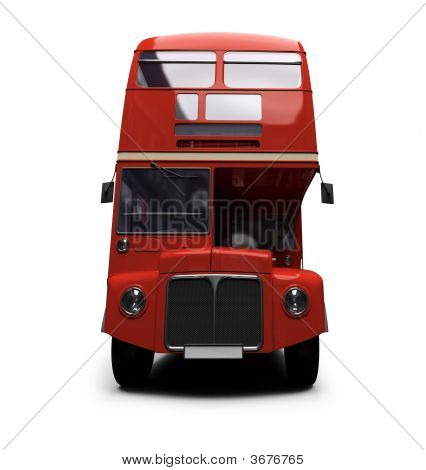 Rode dubbeldekker Autobus Over White
