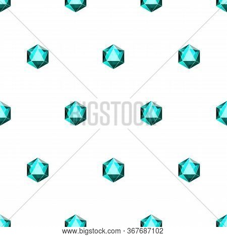 Gems On White Background. Seamleass Blue Jewerly Gemstones Pattern For Print