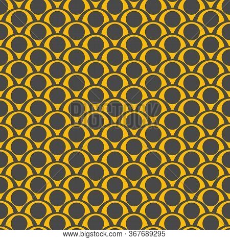 Seamles Yellow And Black Pattern With Circles Fpr Textile, Fabric, Wallpaper