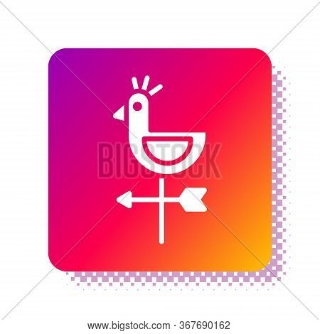 White Rooster Weather Vane Icon Isolated On White Background. Weathercock Sign. Windvane Rooster. Sq