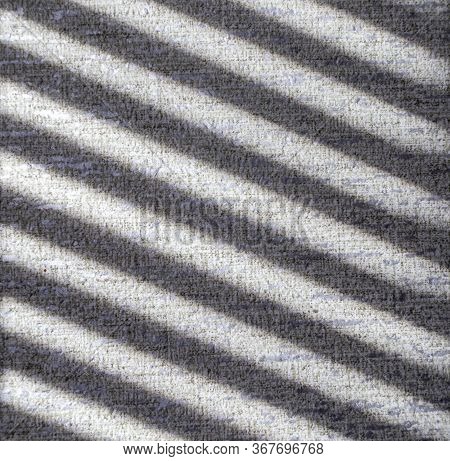 Reflection From The Blinds On The Wall, Texture And Structure. Light Gray Shades,