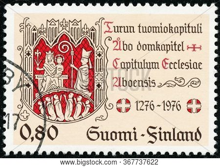 Vintage Stamp Printed In Finland 1976 Show 700Th Anniversary Of The Turun Chapter