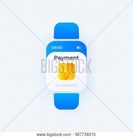 Payment Transfer Smartwatch Interface Vector Template. Mobile App Notification Day Mode Design. Onli