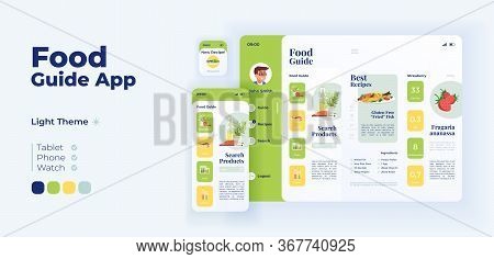 Food Products Selection App Screen Vector Adaptive Design Template. Fresh Lunch Ingredients Applicat