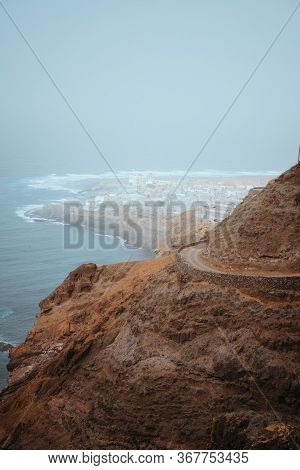 Ponta Do Sol - A Town In The Island Of Santo Antao, Cape Verde. Many New Apartment Building For Futu