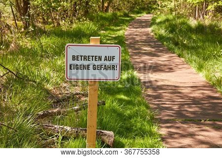 Wooden Path Through The Venner Moor, A Nature Reserve In The Municipality Of Senden In North Rhine-w