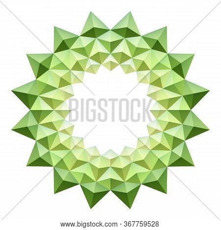 Geometry Use Triangles, Polygon, Arrange Them Together Is A Green Abstract Flower Pattern, On A Whit