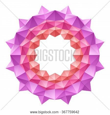 Geometry Use Triangles, Polygon, Arrange Them Together Is A Pink Abstract Flower Pattern, On A White