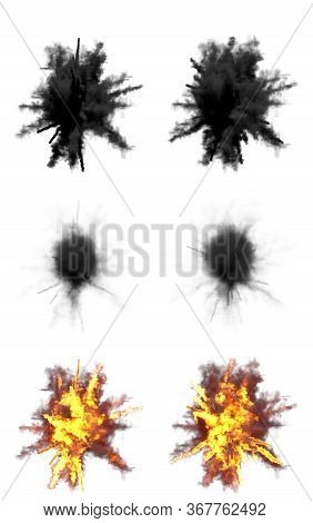 Many Round Explosions Of Anti Air Gun Shell Hit Or View From Top On Bangs Or Missile Interception Bl