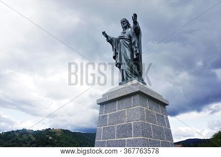 Large Statue Of Jesus Spotted Over The Village La Bresse, France