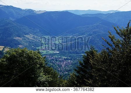 View From Le Markstein Mountain Into The Direction Of Oderen, France
