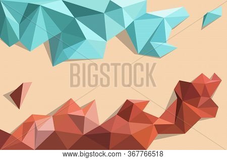 Low Poly Background Vector,blue And Dark Brown Color Pattern ,geometric Form And Triangle Shape Desi