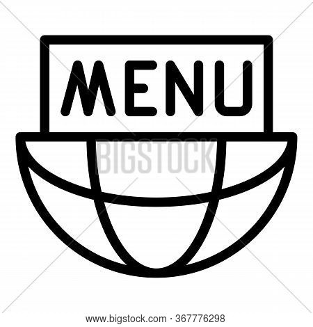 Menu And Half Globe Icon. Outline Menu And Half Globe Vector Icon For Web Design Isolated On White B