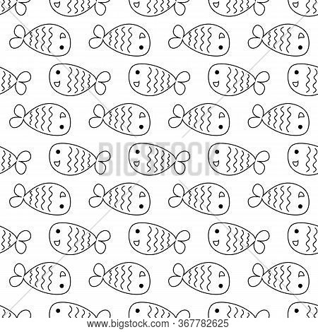 Little Fishes Seamless Pattern, Stock Vector Illustration