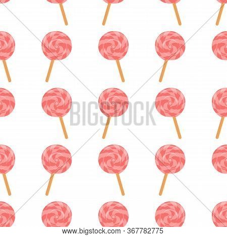 Seamless Pattern With Pink Candies, Stock Vector Illustration