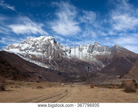 View Of Manaslu Mount In Manaslu Conservation Area In The Nepal Himalaya