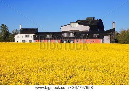 Jarna, Sweden - May 22, 2020: The Ytterjarna Cultural Centre Building Situated In Sodertalje Municip