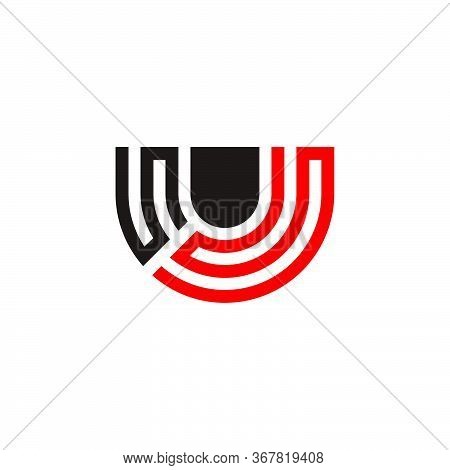 Abstract Letter Uj Stripes Lines Geometric Design Logo Vector