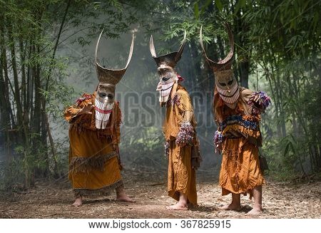Phi Ta Khon Festival Ghost Mask And Colorful Costume Fun Traditional Thailand Mask The Show Art And 