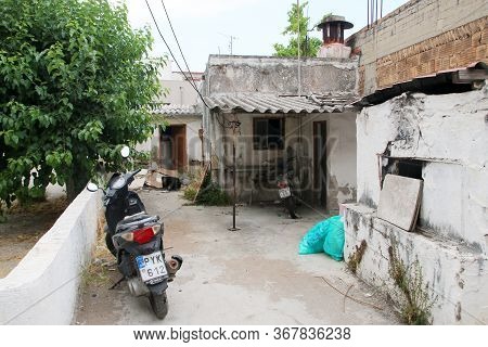 Afandou, Rhodes, Greece - May 20, 2020: Street In The Village Of Afandou, Rhodes, Greece