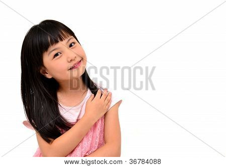 happy little girl on white background