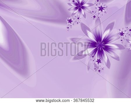 Original And Futuristic Background With Fractal Flower. Bright Colorful Fractal Flower, Digital Artw
