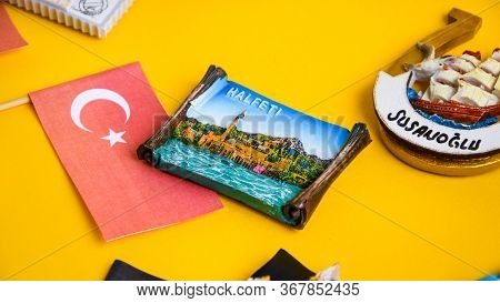 Turkey Travel Concept, Turkish Flag, Magnets From Halfeti, World Map, Planning Vacation