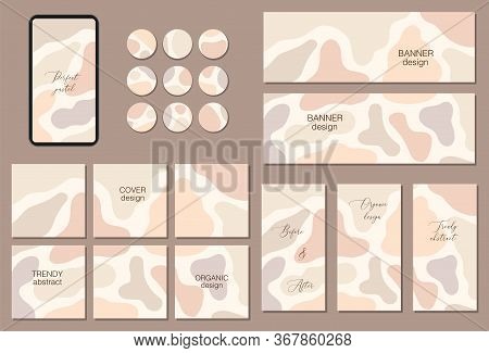 Beautiful Feminine Set Of Square, Vertical, Horizontal And Circle Social Media Templates With Minima