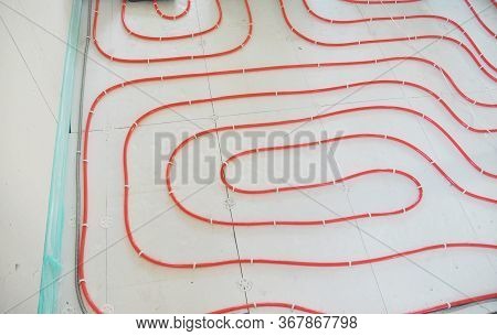 A Close-up On Hot Water Heating Tubes Installation Of Energy Efficient Hydronic Radiant Water Floor 