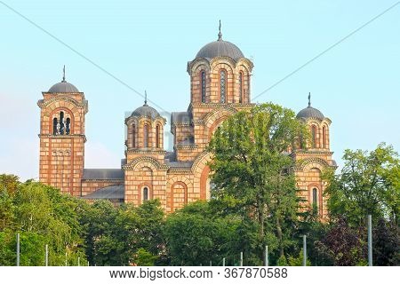 View Of St. Mark Church From Tasmajdan Park. Belgrade, Serbia.