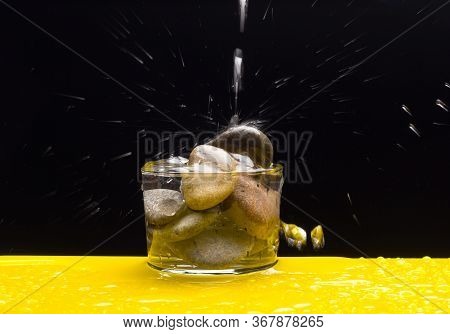 Mineral Water In A Clear Glass Cup