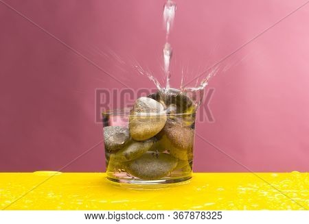 Mineral Water In A Clear Glass Cup