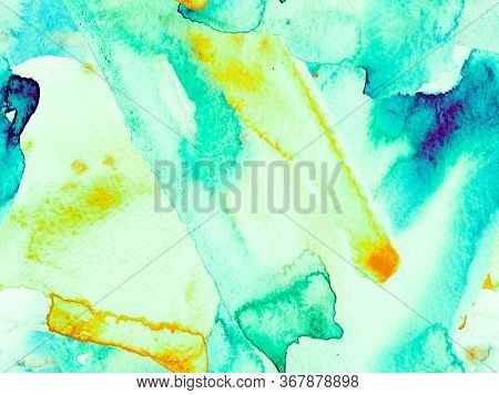 Watercolor Seamless Pattern. Abstract Texture Background. Green And Aqua Menthe Psychedelic Paper. G