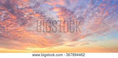 Panoranic background Sunrise Sundown Dramatic Sky with colorful clouds, huge size
